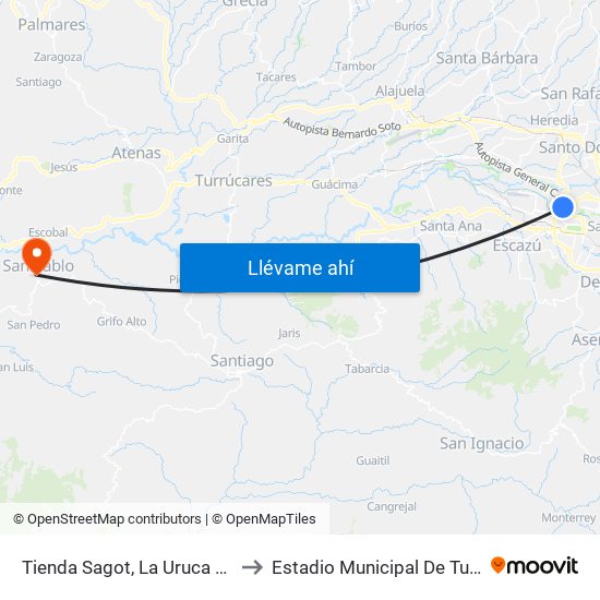 Tienda Sagot, La Uruca San José to Estadio Municipal De Turrubares map