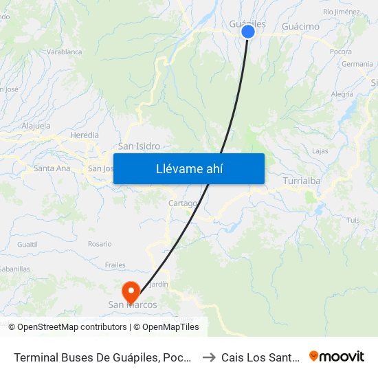 Terminal Buses De Guápiles, Pococí to Cais Los Santos map