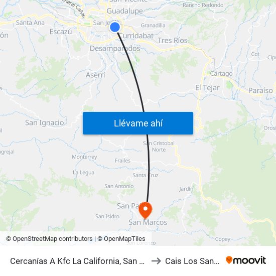 Cercanías A Kfc La California, San José to Cais Los Santos map