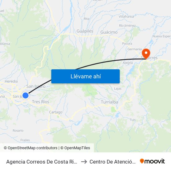 Agencia Correos De Costa Rica Guadalupe, Goicoechea to Centro De Atención Integral En Salud map