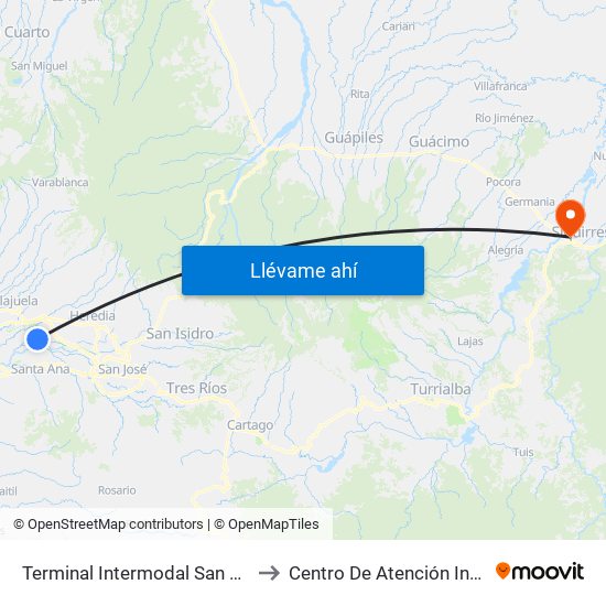 Terminal Intermodal San Antonio De Belén to Centro De Atención Integral En Salud map