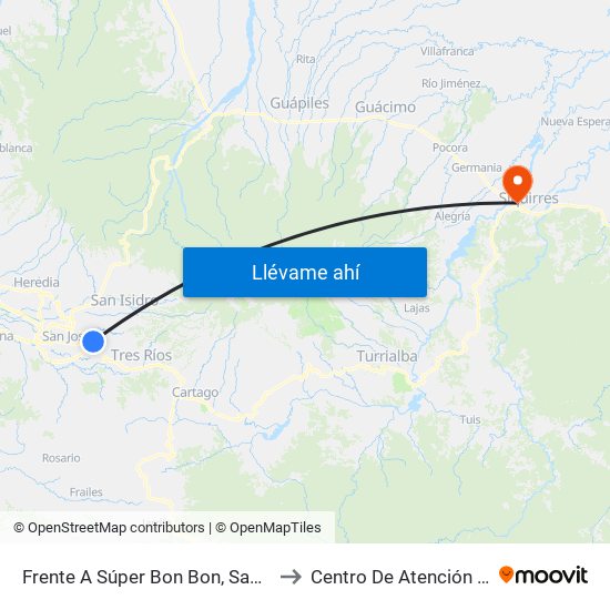 Frente A Súper Bon Bon, San Pedro Montes De Oca to Centro De Atención Integral En Salud map