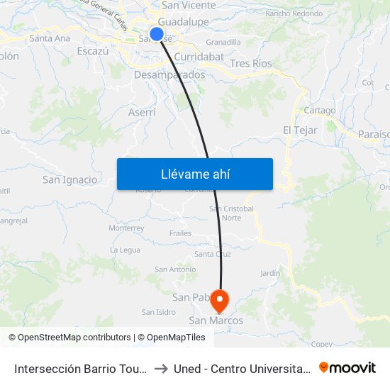 Intersección Barrio Tournon, San José to Uned - Centro Universitario San Marcos map