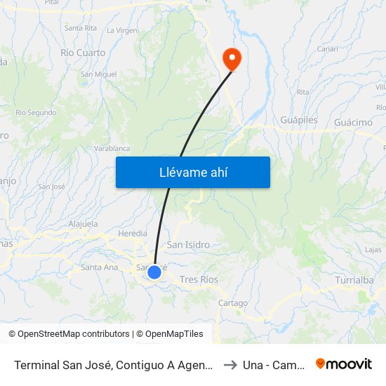 Terminal San José, Contiguo A Agencia Western Union Avenida Segunda to Una - Campus Sarapiquí map