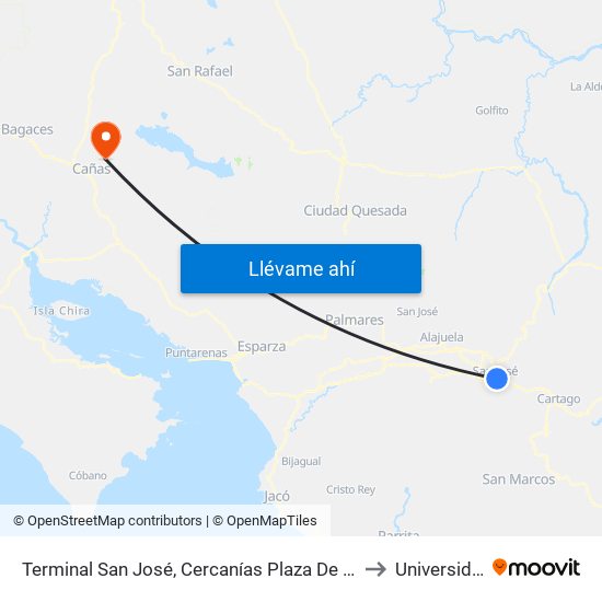 Terminal San José, Cercanías Plaza De Las Garantías Sociales La Soledad to Universidad Invenio map