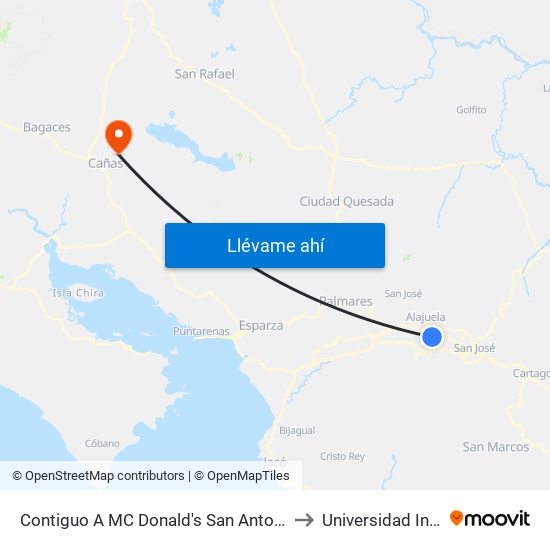 Contiguo A MC Donald's San Antonio, Belén to Universidad Invenio map