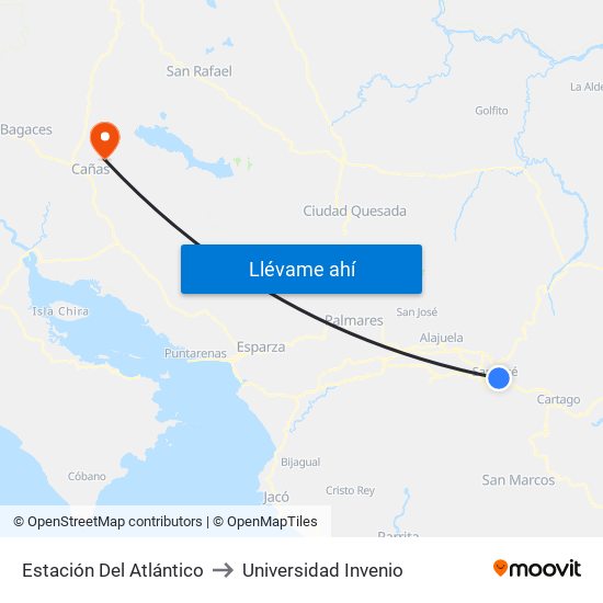 Estación Del Atlántico to Universidad Invenio map