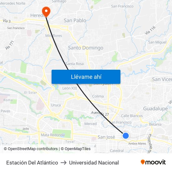 Estación Del Atlántico to Universidad Nacional map