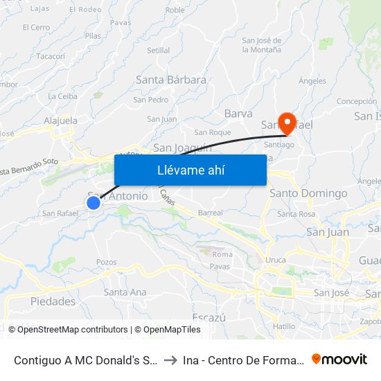 Contiguo A MC Donald's San Antonio, Belén to Ina - Centro De Formación San Rafael map