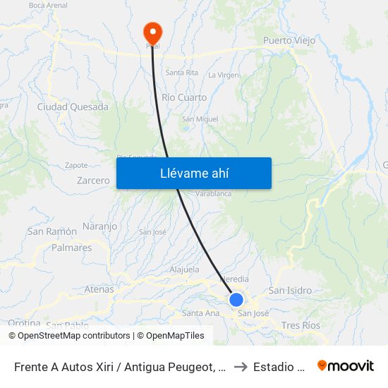 Frente A Autos Xiri / Antigua Peugeot, La Valencia Heredia to Estadio De Pital map