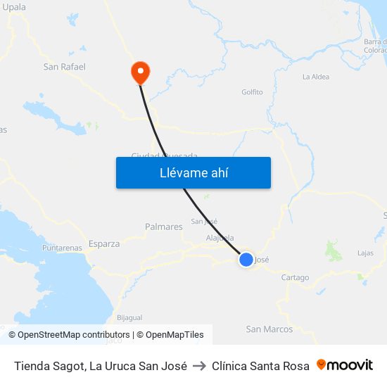 Tienda Sagot, La Uruca San José to Clínica Santa Rosa map