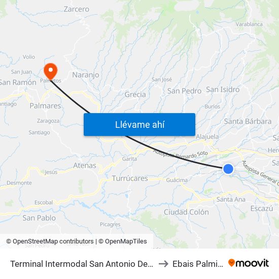 Terminal Intermodal San Antonio De Belén to Ebais Palmitos map