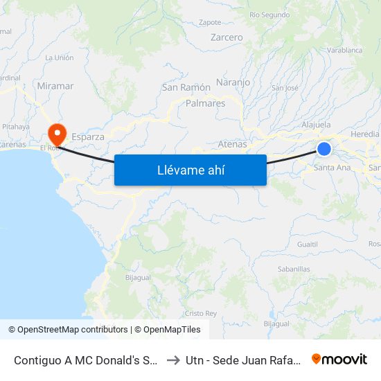 Contiguo A MC Donald's San Antonio, Belén to Utn - Sede Juan Rafael Mora Porras map