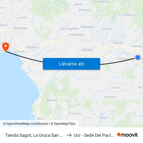 Tienda Sagot, La Uruca San José to Ucr - Sede Del Pacífico map