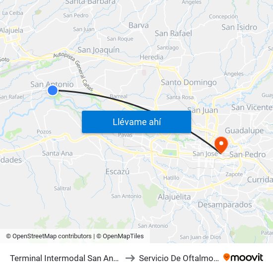 Terminal Intermodal San Antonio De Belén to Servicio De Oftalmología Ccss map