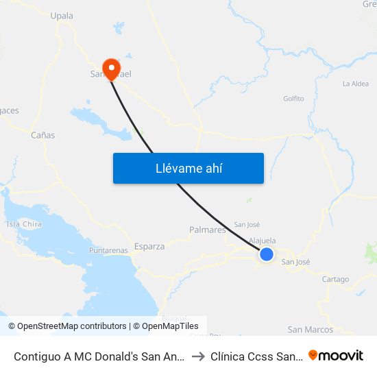 Contiguo A MC Donald's San Antonio, Belén to Clínica Ccss San Rafael map