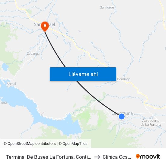 Terminal De Buses La Fortuna, Contiguo A Megasuper La Fortuna to Clínica Ccss San Rafael map