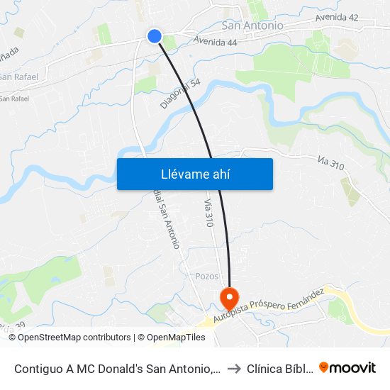 Contiguo A MC Donald's San Antonio, Belén to Clínica Bíblica map