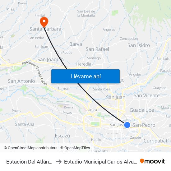 Estación Del Atlántico to Estadio Municipal Carlos Alvarado map