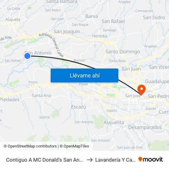 Contiguo A MC Donald's San Antonio, Belén to Lavandería Y Cafetería map