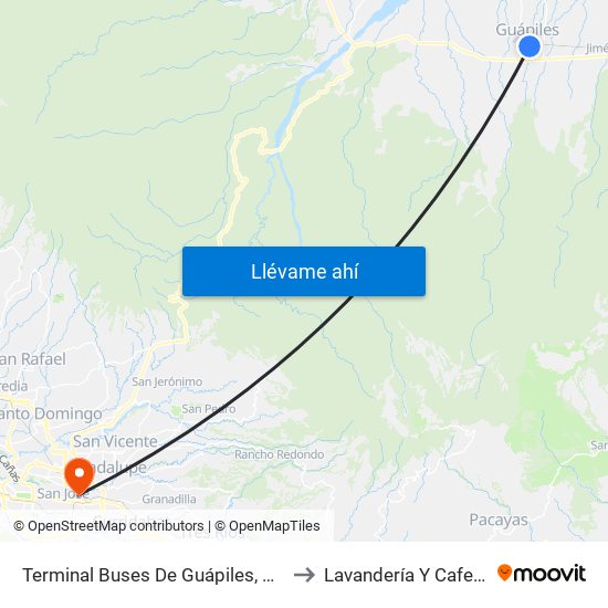 Terminal Buses De Guápiles, Pococí to Lavandería Y Cafetería map