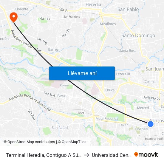 Terminal Heredia, Contiguo A Súper Fácil to Universidad Cenfotec map