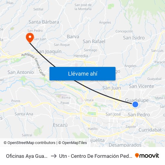 Oficinas Aya Guadalupe, Goicoechea to Utn - Centro De Formación Pedagógica Y Tecnología Educativa map