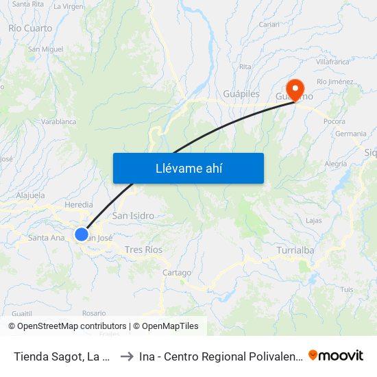 Tienda Sagot, La Uruca San José to Ina - Centro Regional Polivalente José Joaquín Trejos map