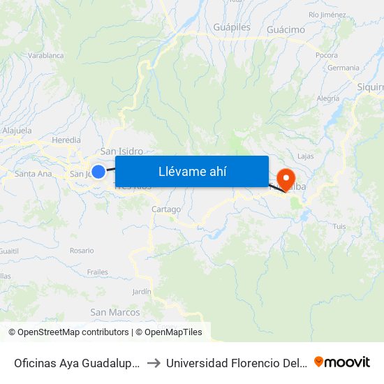 Oficinas Aya Guadalupe, Goicoechea to Universidad Florencio Del Castillo ( Uca ) map
