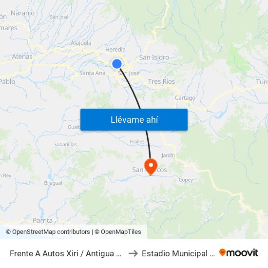 Frente A Autos Xiri / Antigua Peugeot, La Valencia Heredia to Estadio Municipal Hnos Umaña Parra map