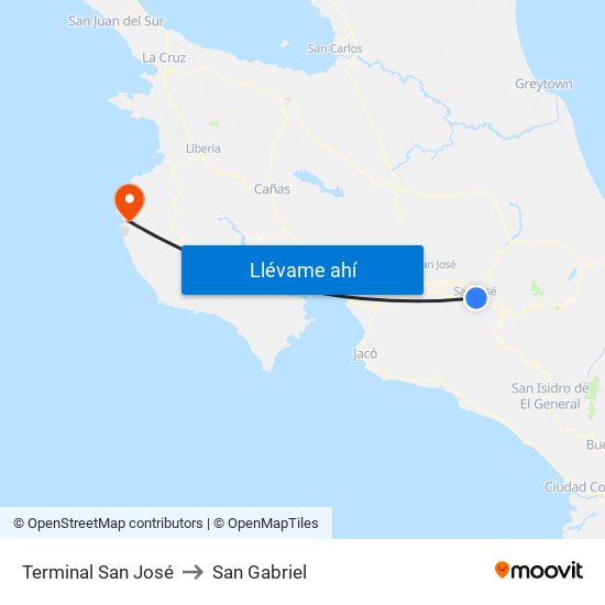 Terminal San José to San Gabriel map