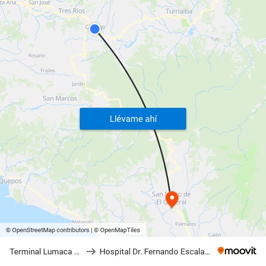 Terminal Lumaca Cartago to Hospital Dr. Fernando Escalante Pradilla map