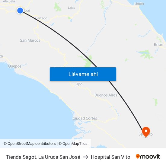 Tienda Sagot, La Uruca San José to Hospital San Vito map