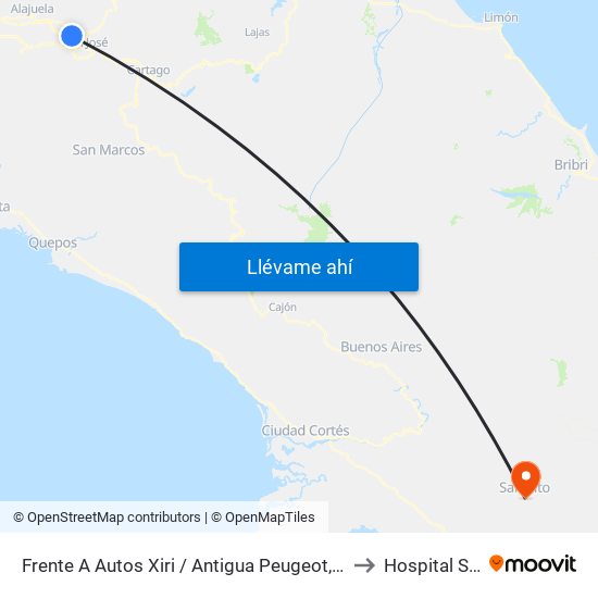 Frente A Autos Xiri / Antigua Peugeot, La Valencia Heredia to Hospital San Vito map