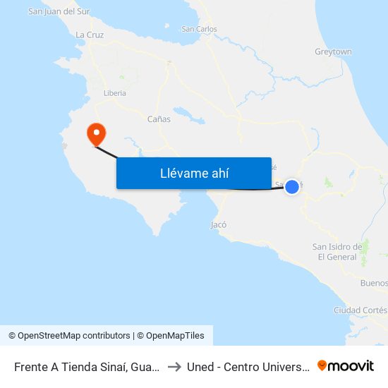 Frente A Tienda Sinaí, Guadalupe Goicoechea to Uned - Centro Universitario Santa Cruz map