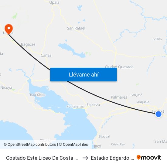 Costado Este Liceo De Costa Rica, González Víquez San José to Estadio Edgardo Baltodano Briceño map