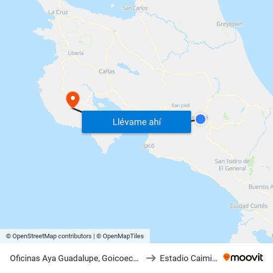 Oficinas Aya Guadalupe, Goicoechea to Estadio Caimital map