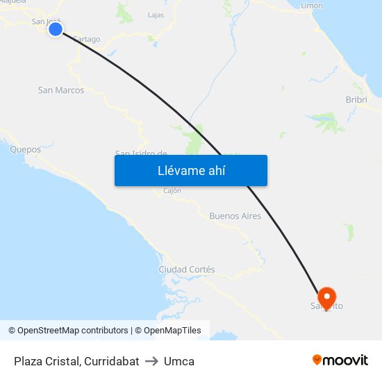 Plaza Cristal, Curridabat to Umca map