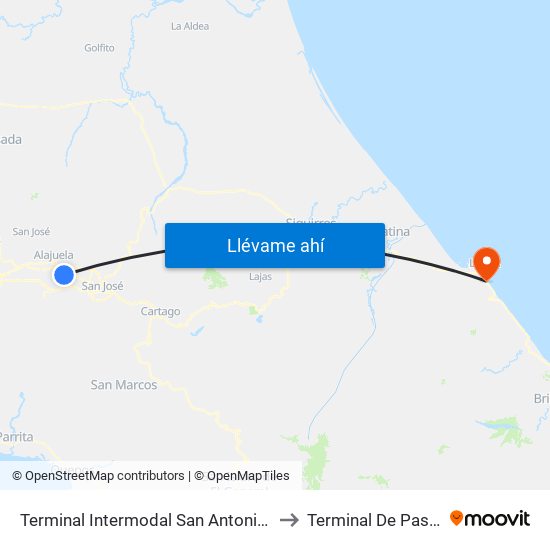 Terminal Intermodal San Antonio De Belén to Terminal De Pasajeros map