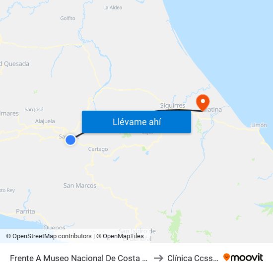 Frente A  Museo Nacional De Costa Rica, San José to Clínica Ccss Batán map