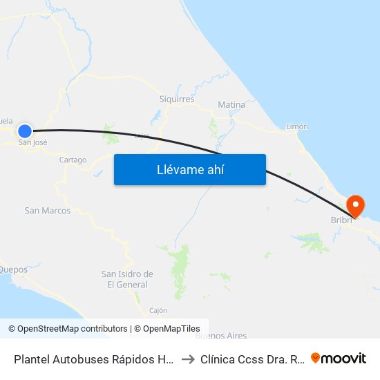 Plantel Autobuses Rápidos Heredianos, Pirro Heredia to Clínica Ccss Dra. Rosa León Chang map