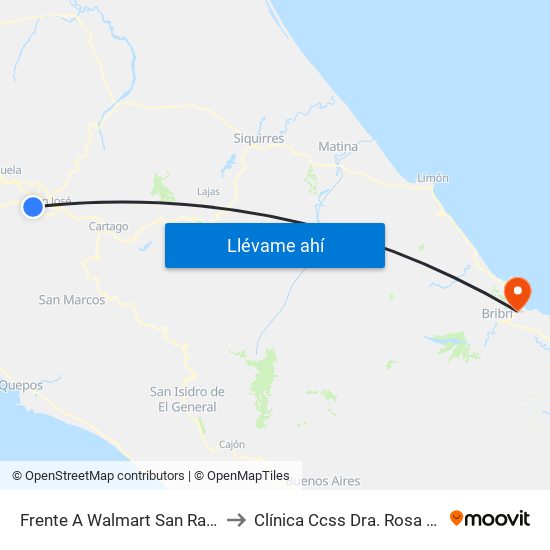 Frente A Walmart San Rafael, Escazú to Clínica Ccss Dra. Rosa León Chang map