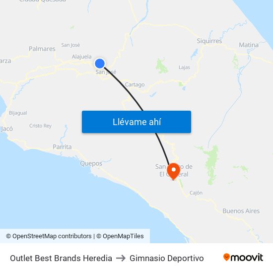 Outlet Best Brands Heredia to Gimnasio Deportivo map