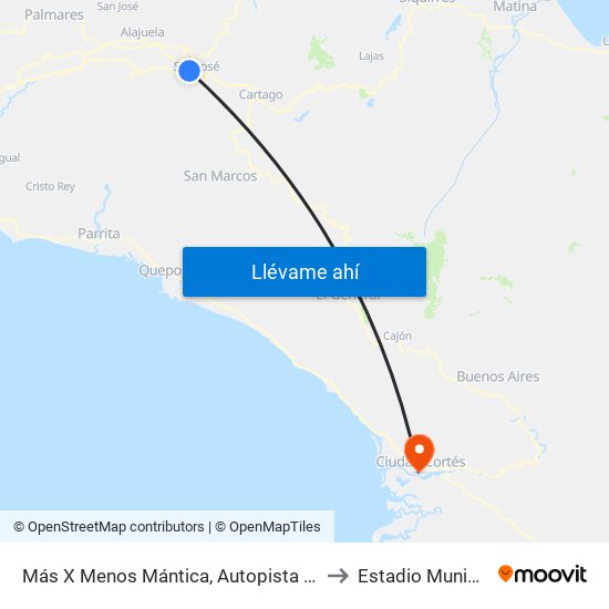 Más X Menos Mántica, Autopista General Cañas San José to Estadio Municipal De Osa map