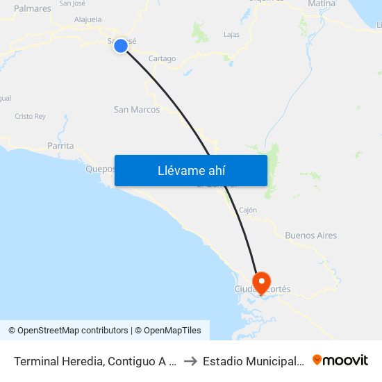 Terminal Heredia, Contiguo A Súper Fácil to Estadio Municipal De Osa map