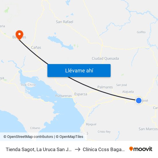 Tienda Sagot, La Uruca San José to Clínica Ccss Bagaces map