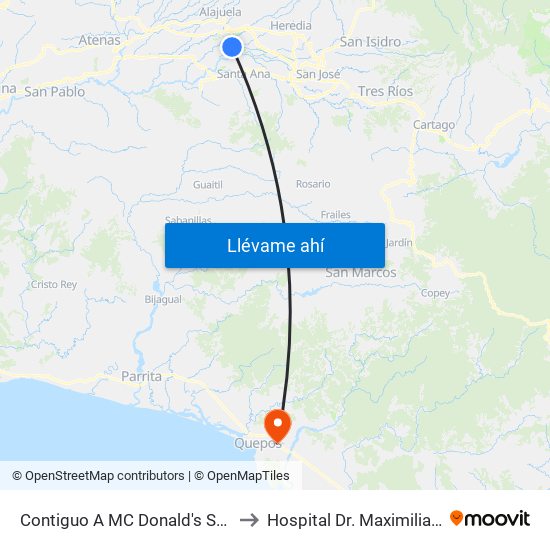 Contiguo A MC Donald's San Antonio, Belén to Hospital Dr. Maximiliano Terán Valls map