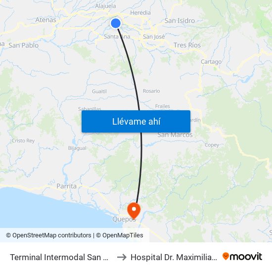 Terminal Intermodal San Antonio De Belén to Hospital Dr. Maximiliano Terán Valls map