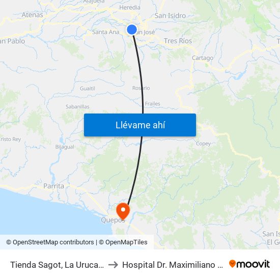 Tienda Sagot, La Uruca San José to Hospital Dr. Maximiliano Terán Valls map