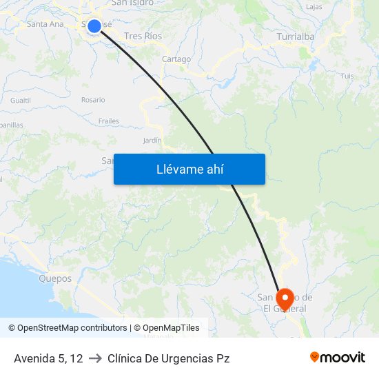 Avenida 5, 12 to Clínica De Urgencias Pz map